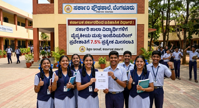 ಕರ್ನಾಟಕ ಸರ್ಕಾರಿ ಶಾಲಾ ವಿದ್ಯಾರ್ಥಿಗಳಿಗೆ 7.5% ಪ್ರತ್ಯೇಕ ಮೀಸಲಾತಿ!